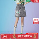 LALABOBO【商場(chǎng)款】松緊高腰牛仔半身裙女減齡百搭純棉短裙潮L22B-WXZQ14 黑牛仔 S