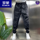 羅蒙（ROMON）夏季新款男士百搭休閑褲子男士透氣時尚束腳褲痞帥寬松工裝哈倫褲 黑色 32 140-155斤