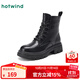 熱風(fēng)（Hotwind）黑色馬丁靴女2025年冬季新款厚底增高短靴氣質(zhì)百搭工裝靴女鞋子 01黑色 36