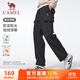 駱駝（CAMEL）加絨工裝褲男女戶(hù)外防潑水直筒運動(dòng)褲子 J35CA6L6027 幻影黑 XXL