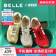 百麗（Belle）跑道歪頭德訓鞋女25秋新商場(chǎng)款網(wǎng)面透氣薄底休閑鞋E3H1DCM5 紅色 37 (235mm)