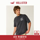 HOLLISTER25夏款情侶寬松棉質(zhì)印花短袖T恤男裝女裝323-5353 黑色印花 S (175/92A)