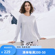 舒雅（Schiesser）女士圓領(lǐng)棉莫代爾前扣開(kāi)衫睡衣長(cháng)袖長(cháng)褲家居服套裝 淺藍 M