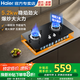 海爾（Haier）家用燃氣灶5.2KW大火力黑晶面板防爆鋼化玻璃臺嵌兩用 天然氣雙灶液化氣煤氣灶熄火保護雙灶臺 5.2KW猛火藍焰灶Q2BE50-天然氣 全國倉