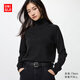 優(yōu)衣庫女裝羊絨兩翻領(lǐng)針織衫/長袖毛衣毛衫25秋冬新款479161 09 黑色 M /160/84A