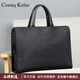 COWLEY KELLER手提包男士公文包大容量商務(wù)電腦包通勤出差拉桿箱帶律師包斜挎包 CK典雅黑-有拉桿箱帶 40*8.5*29cm 15.6英寸