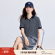 茵曼（INMAN）學(xué)院風(fēng)POLO領(lǐng)條紋T恤裙2025時(shí)尚簡(jiǎn)約氣質(zhì)寬松中長(cháng)連衣裙 寶藍條紋 S