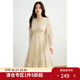 獨束大碼女裝飄逸傘擺印花連衣裙女2025春裝時尚設(shè)計感中長款裙子 麥穗黃 2XL （尺碼：4）