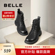 百麗（Belle）七夕禮物舒適馬丁靴女商場款真皮時尚靴B7E2DDD4 黑色-單里 37 (235mm)