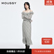 moussy 2025新品甜美清新荷葉邊長(cháng)袖格子連衣裙028IAA33-1001 075花紋米色 S