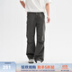 CHINISM CH赤塵美式膝部雙褶工裝褲男士2025夏新品水洗傘兵褲直筒休閑褲 深灰色 M