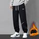 安德瑪刺繡logo秋冬純棉男士針織衛褲寬松束腳加絨運動(dòng)褲保暖舒適長(cháng)褲子 黑色冬季加絨款 3XL 建議體重160-180斤