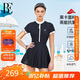 范德安（BALNEAIRE）高端連體裙式泳衣女防曬海邊度假抗氯顯瘦塑身時(shí)尚保守 經(jīng)典黑XL