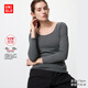 優(yōu)衣庫女裝HEATTECH棉混紡U領(lǐng)T恤/8分袖保暖衣內衣478963 480281 480281/07青灰色 M