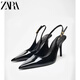 ZARA2025秋季新品 女鞋 黑色金屬搭扣飾尖頭高跟鞋 1239610 800 黑色 36