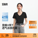 森馬（Semir）短袖t恤女涼感抗菌正肩修身上衣2025夏裝新款顯瘦V領(lǐng)白色打底衫 黑色90001 M