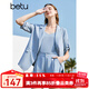 百圖betu女裝夏季新款女裝簡(jiǎn)約知性西裝短褲三件套套裝女2304D04 淺藍 M