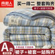南極人（Nanjiren）A類(lèi)新疆棉花被子1.8x2米加厚棉被芯家用宿舍單雙人冬天被褥春秋被 藍黃織夢(mèng)【被子+被罩可拆洗】 180x220cm-秋冬被【厚約7斤】