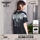BOY LONDON【白羽入夜】春夏情侶款潮牌朋克時(shí)尚紫外線(xiàn)光變短袖T恤N01914 黑印藍 （天空藍色光變印花） M