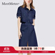 MeetMetro瑪依爾時(shí)尚牛仔連衣裙女2025新款夏季五分袖設計感裙子 牛仔藍【現貨閃電發(fā)】 XL