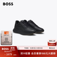 BOSS博斯 男士25年冬季新款粒面和純色皮革運動(dòng)鞋 005-黑色 43