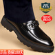 老爺車(chē)（WECKER）休閑皮鞋商務(wù)正裝皮鞋男真皮馬銜扣樂(lè )福鞋男厚底潮流英倫男鞋秋冬 LYC6282黑色 41