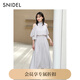 SNIDEL2025春夏新品優(yōu)雅泡泡袖露肩收腰純色雪紡連衣裙SWFO252193 象牙白 S (0)