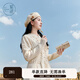 紫涵（ZIHAN）紫涵肌理感絞花針織開(kāi)衫女秋季設計感立領(lǐng)長(cháng)袖毛衣外套 米金 S