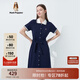Hush Puppies暇步士女裝夏復(fù)古休閑運(yùn)動(dòng)系帶修身Polo連衣裙 196深藍(lán) M