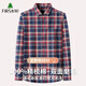 杉杉純棉格子長(cháng)袖襯衫男士保暖加厚襯衫男中年格子加絨襯衣 6212 40