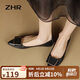ZHR單鞋女真牛皮氣質(zhì)通勤女鞋簡(jiǎn)約休閑平底舒適鞋子女 SA18 黑色 37 