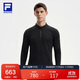 FILA 斐樂(lè )官方男子針織長(cháng)袖衫2025冬季健身運動(dòng)加絨半拉鏈長(cháng)T