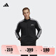 adidas休閑舒適三條紋立領(lǐng)夾克外套男裝秋季阿迪達(dá)斯官方輕運(yùn)動(dòng) 黑色/白(推薦選大一碼) XL