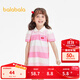 巴拉巴拉童裝女童裙子夏裝兒童連衣裙條紋polo裙文藝學(xué)院 夏日玫粉-00416 110 cm