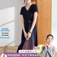 雪夕（XUEXI）媽媽裝夏款闊太太氣質(zhì)連衣裙40歲50中老年女裝短袖雪紡洋氣長(cháng)裙