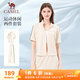 駱駝（CAMEL）休閑直筒寬松顯瘦女短袖運動服兩件套裝 Y25BY0L2016 杏仁奶 L