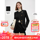 朗姿純羊毛黑色短外套高級感2025年春季新款氣質(zhì)設計感修身上衣女 黑色2 XL