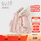戴維貝拉（DAVE＆BELLA）冬季新款工裝風(fēng)女童棉服連帽兒童外套小童棉襖外衣加絨女寶寶衣服 小熊印花【DB4242805】 120 cm（建議身高110-120cm）