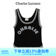 Charlie Luciano標識印花背心春夏新款93003百搭潮流休閑內搭外穿cl上衣女潮 黑色 L
