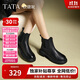 他她Tata顯瘦切爾西靴女靴子加絨羊皮短靴秋冬 黑色 38