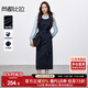 尚都比拉春季時尚通勤套裝女假兩件上衣中長半身裙通勤兩件套 藏藍色 XL 