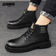 JASONWOOD奢侈品男鞋新款高端真皮百搭休閑靴棉鞋時(shí)尚加絨保暖高幫馬丁靴 黑色單鞋【正品男鞋】 42