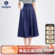 Navigare意大利小帆船女純色排扣半身裙休閑通勤A(yíng)字裙2312875516 藍 L 