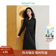 茵曼（INMAN）【曠野美拉德】新中式拼接連衣裙2025春秋女裝新品長(cháng)袖打底裙子 午夜黑 S