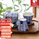 陶趣居日本進(jìn)口 波佐見(jiàn)整套茶具套裝 日式家用陶瓷茶壺泡茶壺花茶壺茶杯 貓（藍(lán)色）一壺兩杯