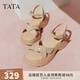 他她（TATA）涼鞋女鞋2025秋季新款休閑厚底法式氣質時裝涼鞋女 杏色 37