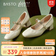 百思圖25春商場(chǎng)同款復古通勤瑪麗珍鞋粗跟女單鞋A1622AQ5 米白色 38
