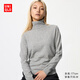 優(yōu)衣庫女裝羊絨兩翻領(lǐng)針織衫/長(cháng)袖毛衣毛衫25秋冬新款479161 03 灰色 L /160/88A