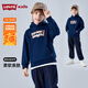 Levi's【加絨】李維斯兒童童裝衛衣2025新冬季蝙蝠標男童長(cháng)袖上衣 深靛藍 150 /72 【建議身高140-152cm】