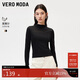 VEROMODA T恤女2024秋冬新款半透半高領(lǐng)拼接打底衫百搭時(shí)尚324302048